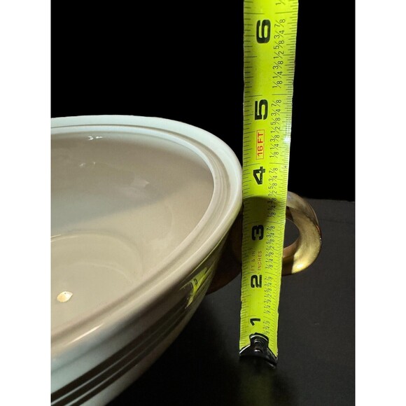 Covered White and Gold Accented Bowl w/ Handles By Jean Luce Paris France Vtg - Picture 5 of 11